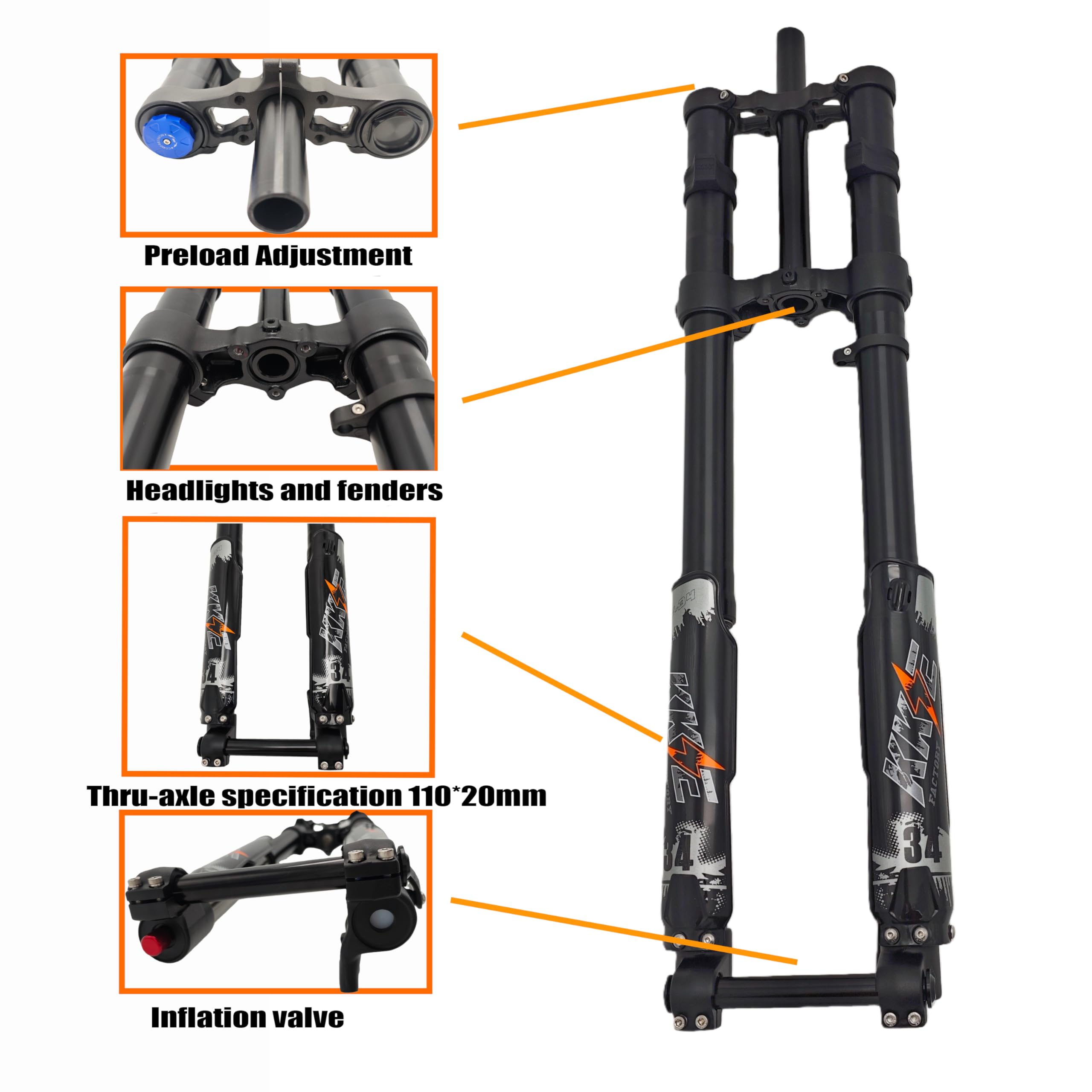 Amazon.com : ebsenopower KKE Triple Crown Downhill Fork, 110x20mm